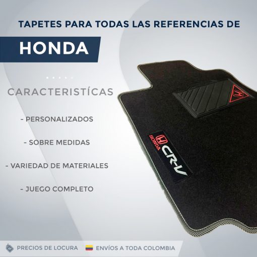 Alfombrillas De Nylon Negras Para Honda Civic 2016-2021 4 Puertas – Juego De 4 Con Emblema Civ